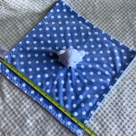 Beansprout Blue White Polka Dot Plush Bear Lovey Security Blanket Toy - Picture 8 of 8